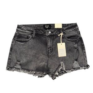Letter To Juliet Acid Black Wash Gray Distressed Jean‎ Short Womens Large Casual